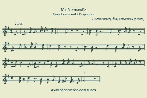 Ma Normandie Musical Notation